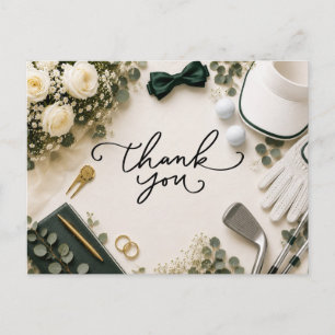 Golf Wedding Thank you Postcard