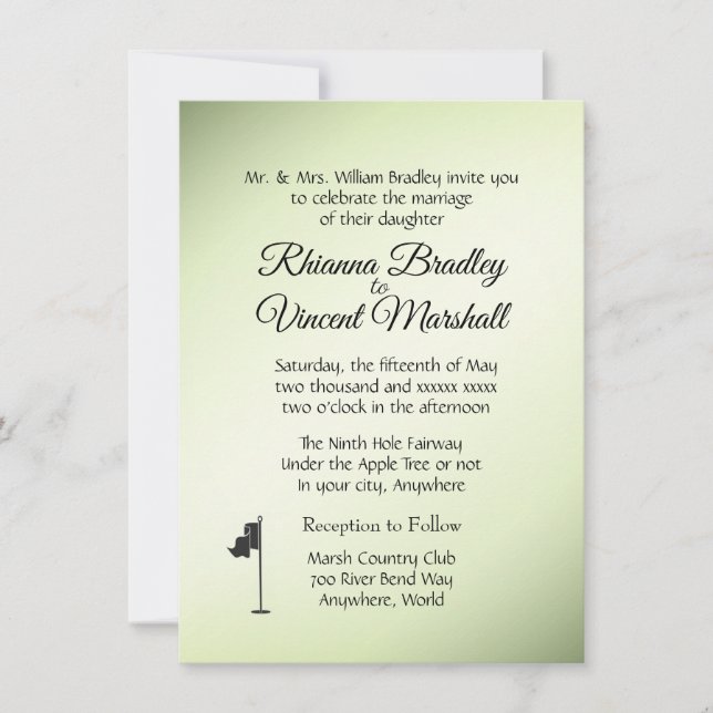 Golf Wedding Theme Green Invitations (Front)