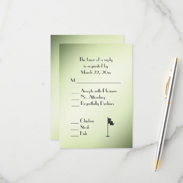 Golf Wedding Theme Green RSVP with Menu Selection (Front/Back In Situ)
