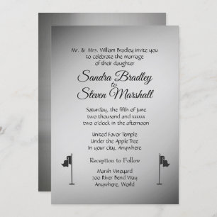 Golf Wedding Theme Silver Invitations