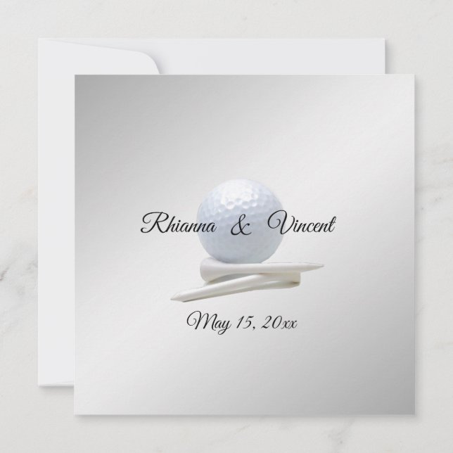 Golf Wedding Theme Silver Invitations (Back)