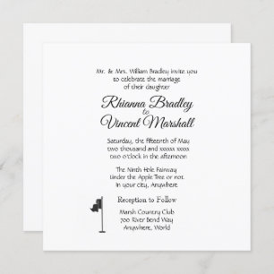 Golf Wedding Theme White Invitations