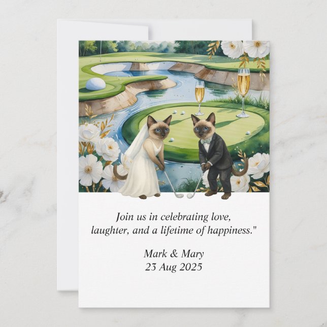 Golf Wedding themed for Cat Lovers Invitation (Front)