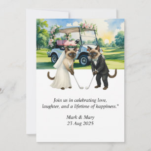 Golf Wedding themed for Cat Lovers Invitation