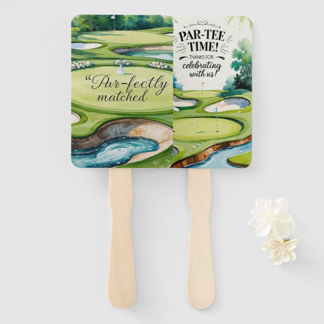  Golf Wedding themed  Hand Fan (Front and Back)