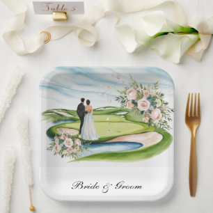 Golf Wedding themed on golf course Paper Plate