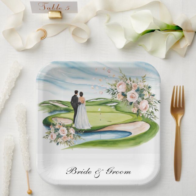 Golf Wedding themed on golf course Paper Plate (Wedding)