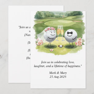 Golf Wedding themed watercolor Invitation