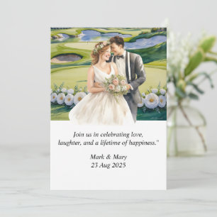 Golf Wedding themed watercolor Invitation