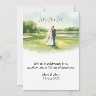 Golf Wedding themed watercolor Invitation