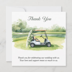 Golf Wedding themed watercolor Thank You Card