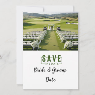 Golf Wedding with bride and groom Invitation