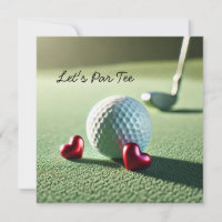 Golf WEDDING with golf ball on putting green 