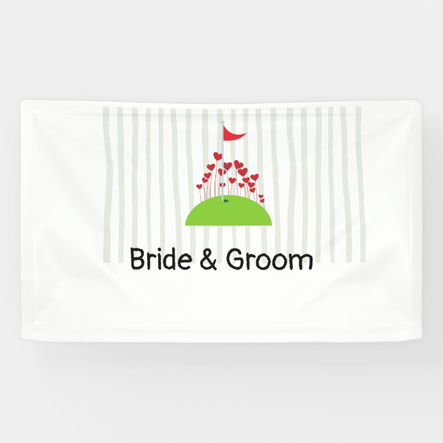 Golf wedding with lots of love at golf flag golfer banner (Horizontal)
