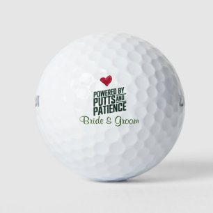 Golf  Wedding with script name bride and groom  Balls