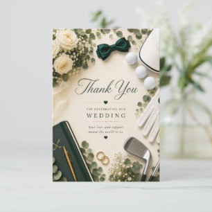 Golf Wedding with Text on golf course Thank You Card