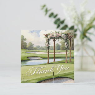 Golf Wedding with Text on golf course Thank You Card