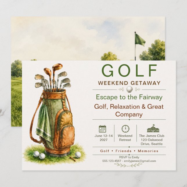 Golf Weekend Getaway Invitation (Front/Back)