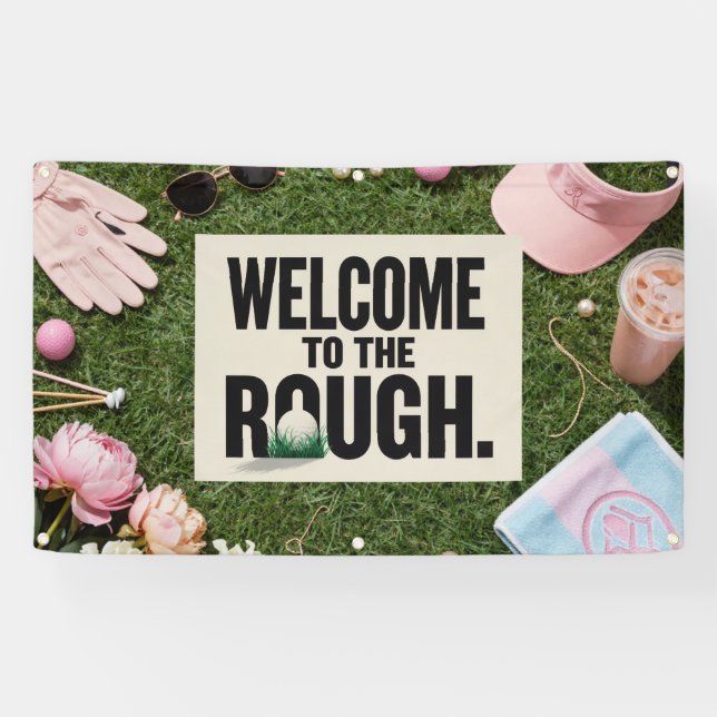 Golf Welcome sign with golf and tee on green grass (Horizontal)