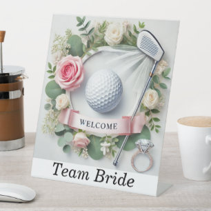 GOLF WELCOME TEAM BRIDE for Bridal Shower Party Pedestal Sign