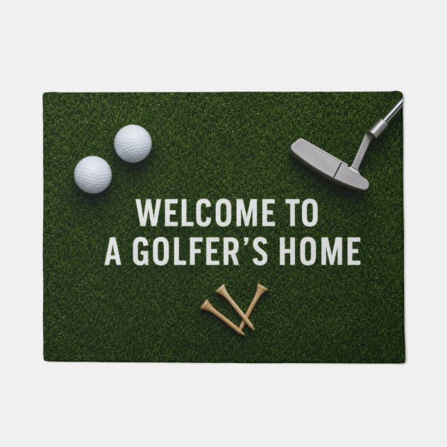 Golf welcome with golf ball and tee doormat (Front)