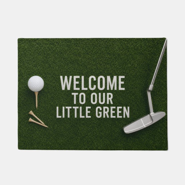 Golf welcome with golf ball and tee doormat (Front)