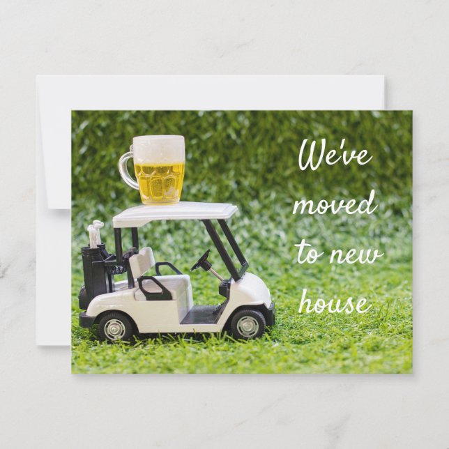 Golf we've moved to new house with golf cart announcement (Front)