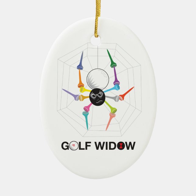 Golf Widow Black Widow Spider Tees_personalized Ceramic Ornament (Front)