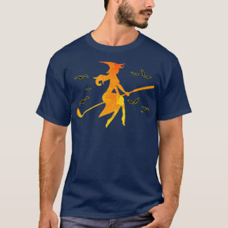 Golf Witch Riding Golf Stick Funny Halloween Golf  T-Shirt