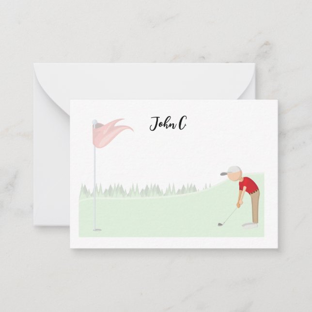 Golf with Name Cart golfer golfing  Note Card (Front)