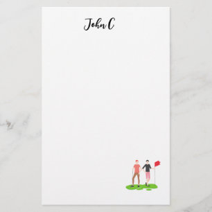 Golf with Name Cart golfer golfing on course Stationery