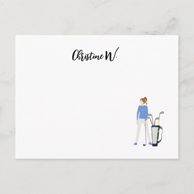Golf with Name for woman golfer  Note Card (Front)
