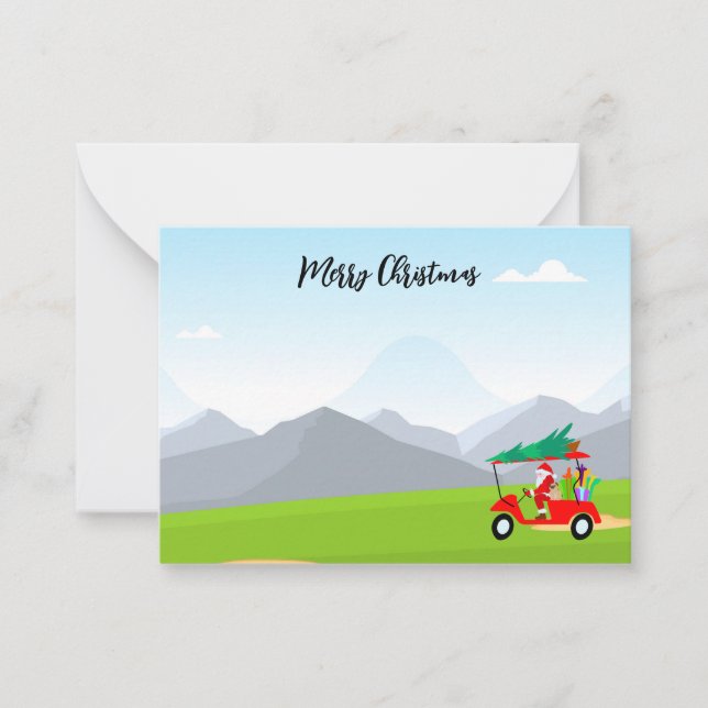 Golf with Name Merry Christmas Santa Claus Card (Front)