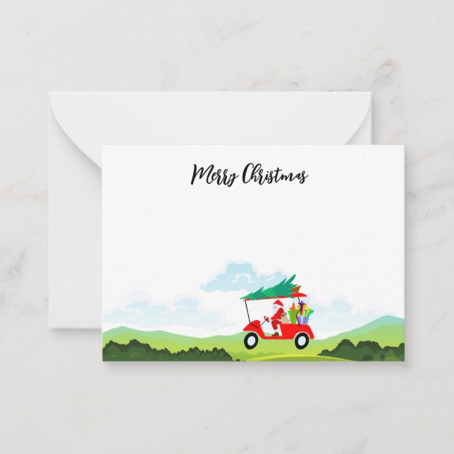 Golf with Name Merry Christmas Santa Claus Note Ca Card (Front)