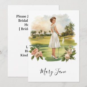 Golf Woman golfer on golf course Bridal Invitation