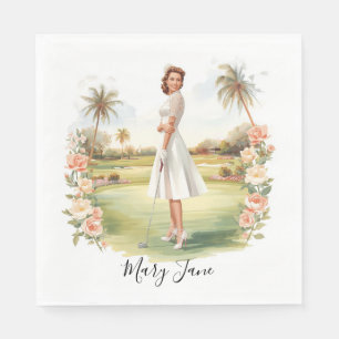 Golf Woman golfer on golf course Bridal Napkin