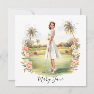 Golf Woman golfer on golf course Bridal Save The Date