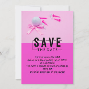 Golf Woman golfer save the date pink theme Invitation