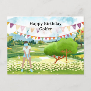 Golf woman is playing golf  Birthday golfer Card