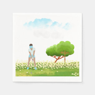 Golf woman is playing golf napkin