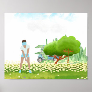 Golf woman is playing golf poster