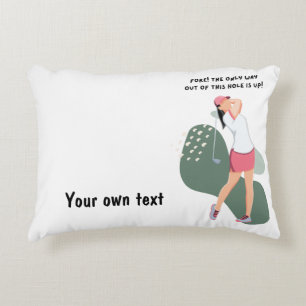 Golf Woman Player is Golfing   Decorative Cushion