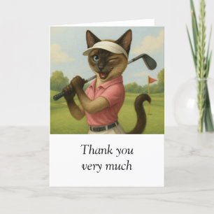 Golf Woman Tournament Cat golfer Golfing Thank You Card