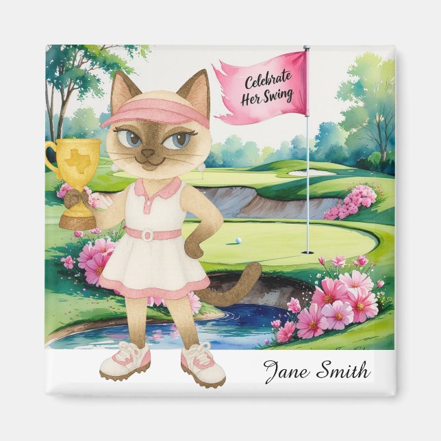 Golf Woman Tournament for Siamese Cat Golfer Magnet (Front)