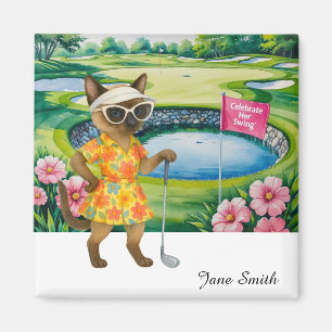 Golf Woman Tournament for Siamese Cat Golfer Magnet