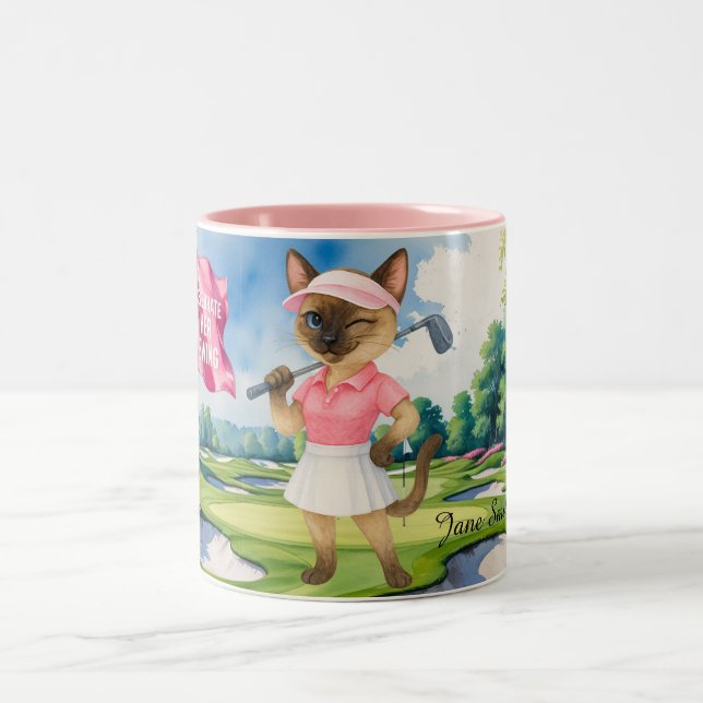 Golf Woman Tournament for Siamese Cat Golfer Two-Tone Coffee Mug (Center)