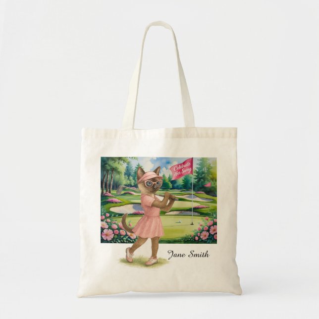 Golf Woman Tournament for Siamese Cat lovers Tote Bag (Front)