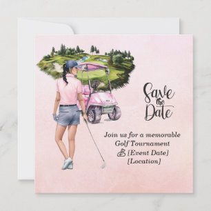 Golf Woman tournament Pink themed Invitation