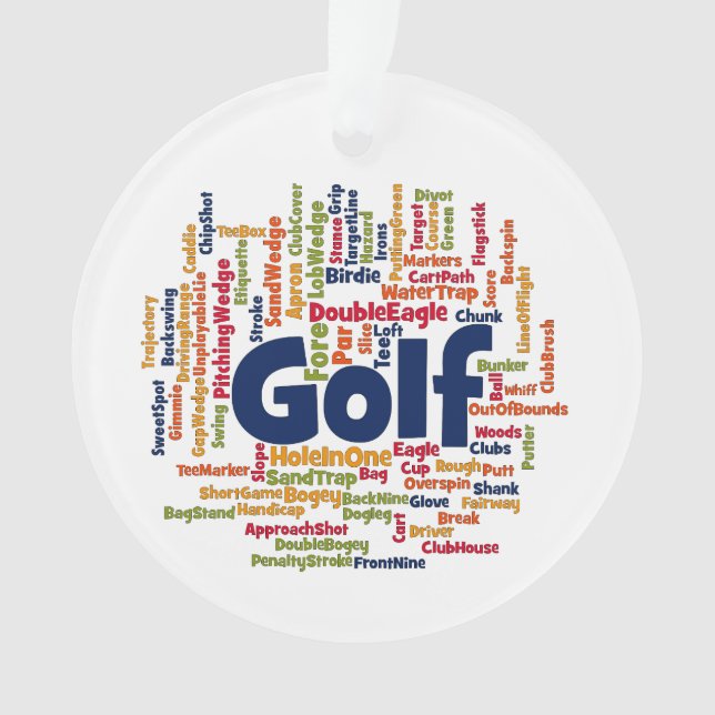 Golf Word Cloud Ornament (Front)