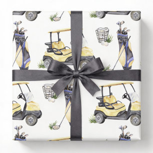 Golf Wrapping Paper, Golf Clubs Cart Gift Wrap
